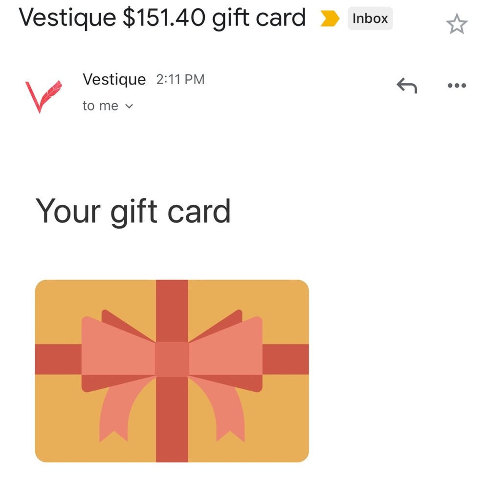 Vestique boutique gift card worth $151.40